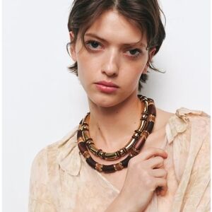 Zara Pack Of 2 Combined Wood Necklaces